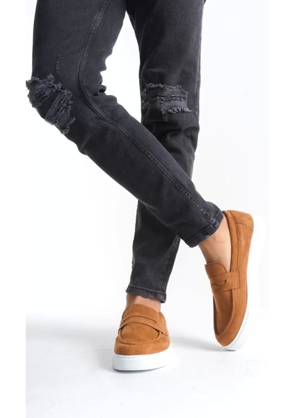 SLW180 Estilo x Bağcıksız Süet Erkek Günlük Spor Klasik Ayakkabı Sbt - Taba