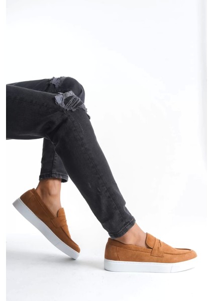 SLW180 Estilo x Bağcıksız Süet Erkek Günlük Spor Klasik Ayakkabı Sbt - Taba