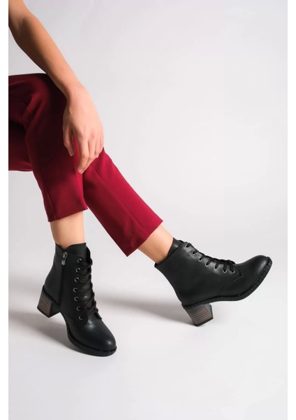 Dıana Bağcıklı Fermuarlı Ortopedik Taban Topuklukadın Bot St - Siyah fiyatları