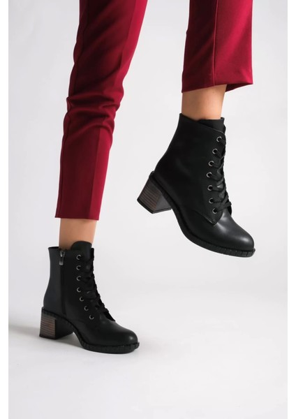 Dıana Bağcıklı Fermuarlı Ortopedik Taban Topuklukadın Bot St - Siyah modelleri