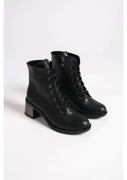 Dıana Bağcıklı Fermuarlı Ortopedik Taban Topuklukadın Bot St - Siyah fırsatları