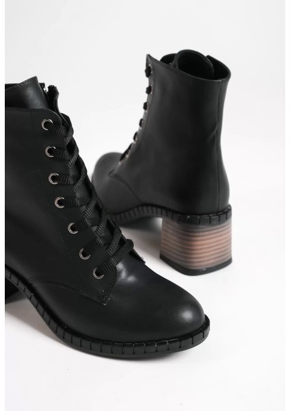 Dıana Bağcıklı Fermuarlı Ortopedik Taban Topuklukadın Bot St - Siyah indirimleri