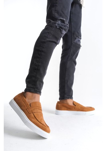 SLW180 Estilo x Bağcıksız Süet Erkek Günlük Spor Klasik Ayakkabı Sbt - Taba