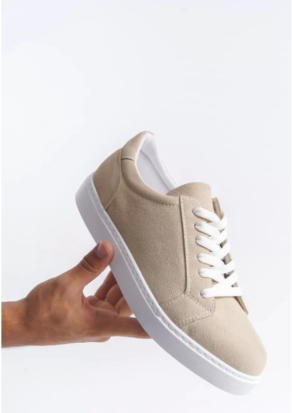 SLW165 Elite Bağcıklı Süet Erkek Günlük Sneaker Ayakkabı Sbt - Krem