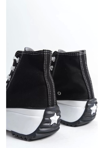 Roma Bağcıklı Ortopedik Taban Kadın Sneaker Spor Ayakkabı Bt - Siyah indirimleri