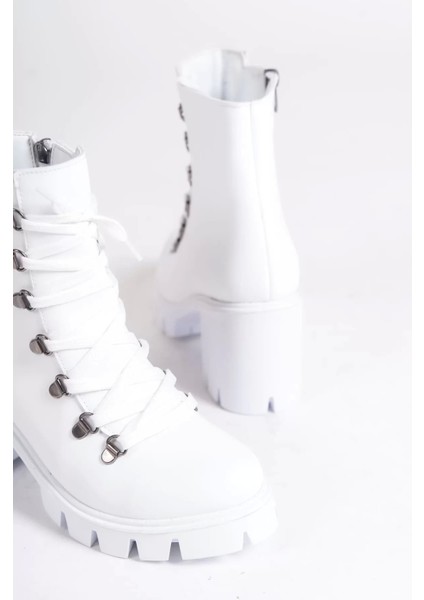 Emma Bağcıklı Fermuarlı Ortopedik Taban Topuklukadın Bot Bt - Beyaz indirimleri