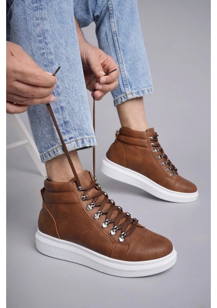 SLW206 Ottawa Bağcıklı Cilt Erkek Günlük Spor Bot Bt - Taba