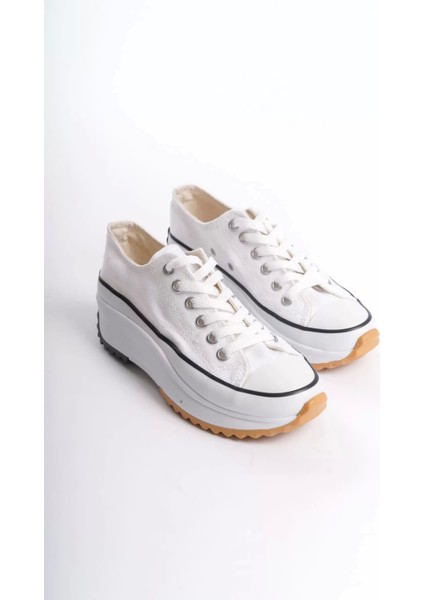 Parıs Bağcıklı Ortopedik Taban Kadın Sneaker Spor Ayakkabı Bt - Beyaz
