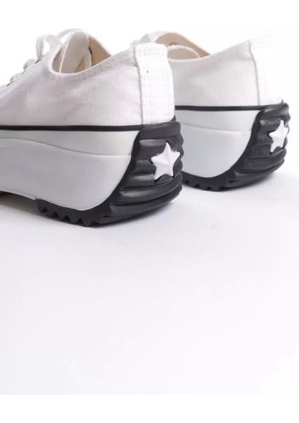 Parıs Bağcıklı Ortopedik Taban Kadın Sneaker Spor Ayakkabı Bt - Beyaz