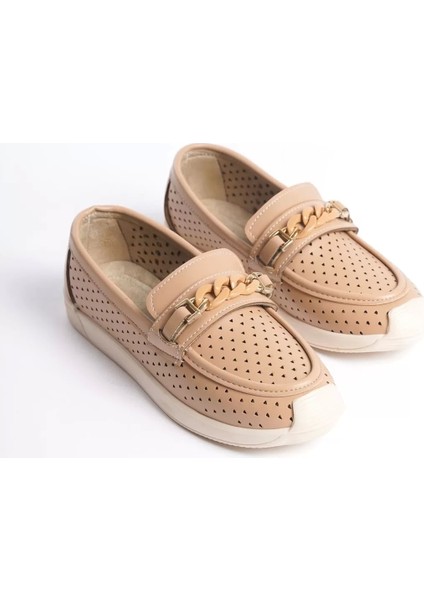 Lızy Bağcıksız Ortopedik Rahat Taban Kalp Desenli Kadın Babet Ayakkabı Kt - Ten fırsatları