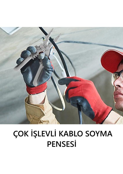 Profesyonel Çok Amaçlı Tel Sıyırıcı Pensesi, Elektrikçiler Için Kablo Kesme Bükme ve Sıkma Pensesi