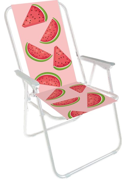 Suüper Katlanır Plaj / Kamp Sandalyesi - Ananas Karpuz Flamingo Gemi Desenli Plaj Sandalyesi