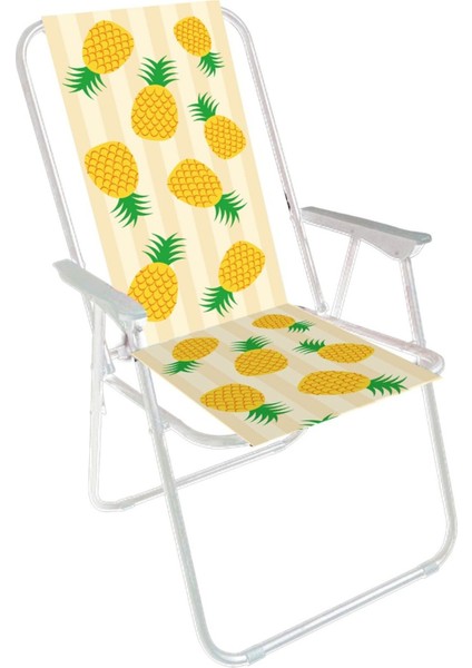 Suüper Katlanır Plaj / Kamp Sandalyesi - Ananas Karpuz Flamingo Gemi Desenli Plaj Sandalyesi
