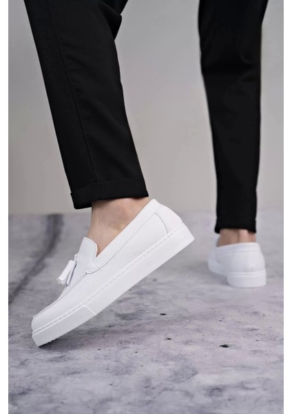 SLW153 Bloom Bağcıksız Püsküllü Cilt Erkek Günlük Spor Klasik Ayakkabı Cbt - Beyaz modelleri