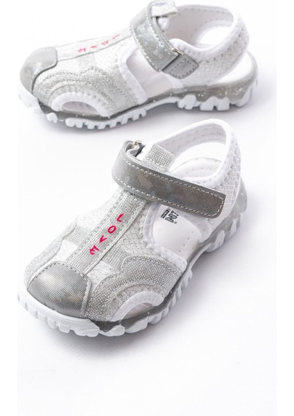 Kız Çocuk Gümüş Kapalı Kaydırmaz Taban Spor Sandalet modelleri