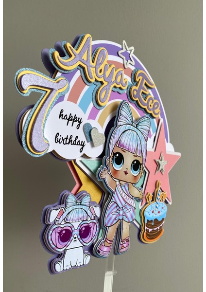 Lol Bebek Temalı 3D Cake Topper | Kişiye Özel Doğum Günü Pasta Süsü fiyatları