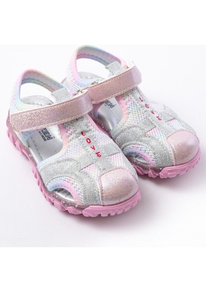 Kız Çocuk Gümüş Kapalı Kaydırmaz Taban Spor Sandalet fiyatları