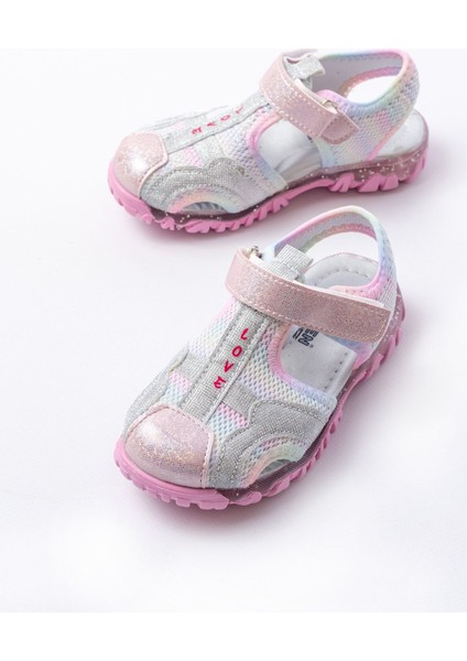 Kız Çocuk Gümüş Kapalı Kaydırmaz Taban Spor Sandalet modelleri