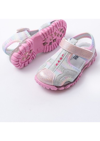 Kız Çocuk Gümüş Kapalı Kaydırmaz Taban Spor Sandalet fırsatları