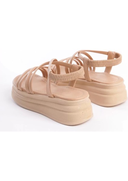 Bella Lastikli Şerit Detaylı Ortopedik Taban Kadın Sandalet Tt - Ten indirimleri