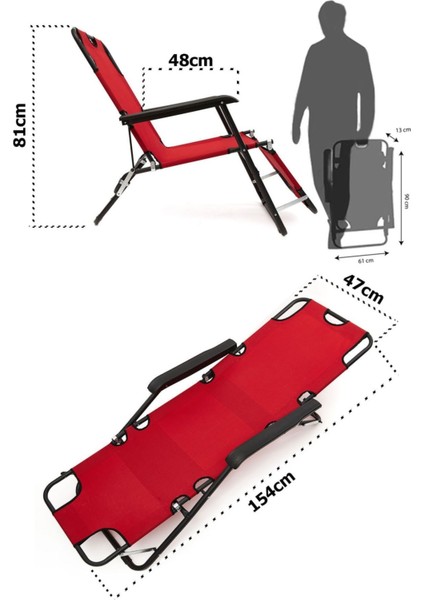 Katlanır Şezlong Ve Kamp Sandalyesi (2'Si 1 Arada) fırsatları