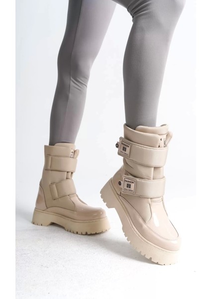Elısa Cırt Cırtlı Paraşüt Kumaş Rugan Kadın Bot Kt - Krem fiyatları