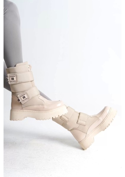 Elısa Cırt Cırtlı Paraşüt Kumaş Rugan Kadın Bot Kt - Krem fırsatları