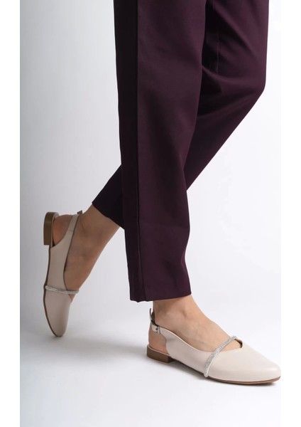 Allıson Tokalı Ortopedik Rahat Taban Taş Detaylı Kadın Babet Ayakkabı Kt - Krem fiyatları