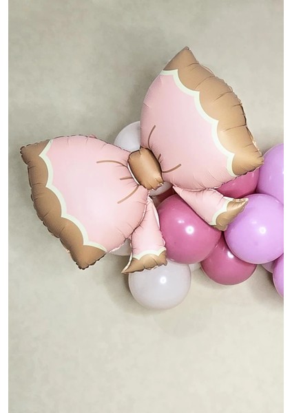 Folyo Balon Retro Papyon Pembe 91*60 Cinsiyet partisi-bebek partisi-baby shower