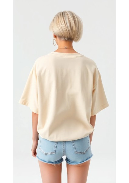 Oversize Kadın Tshirt Renkli Kalp Baskılı Tshrt Tişört Rahat Kesim Geniş Kalıp Pavro fiyatları