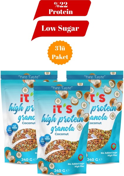 Yüksek Protein granola 3'lü Paket - Hindistan Cevizli 240 gr
