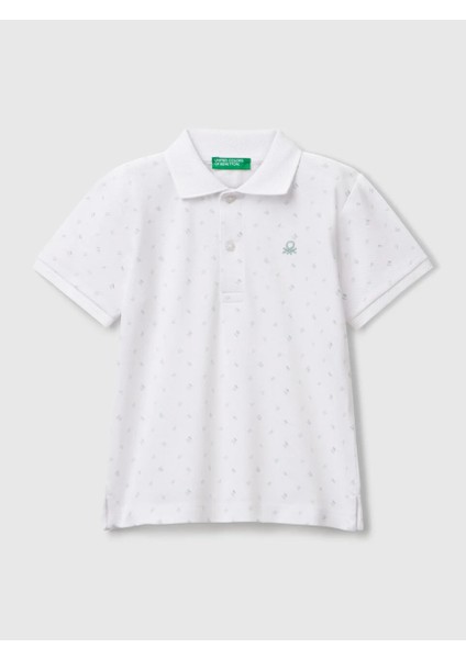 Benetton Erkek Çocuk Desenli Polotshirt 1-6 Yaş Beyaz fiyatları