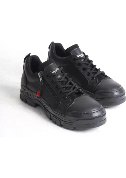 Agatha Bağcıklı Fermuarlı Ortopedik Taban Kadın Sneaker Spor Ayakkabı St - Siyah