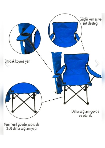 Katlanır Kamp Sandalyesi Taşıma Çantalı Bardaklıklı Mavi fiyatları