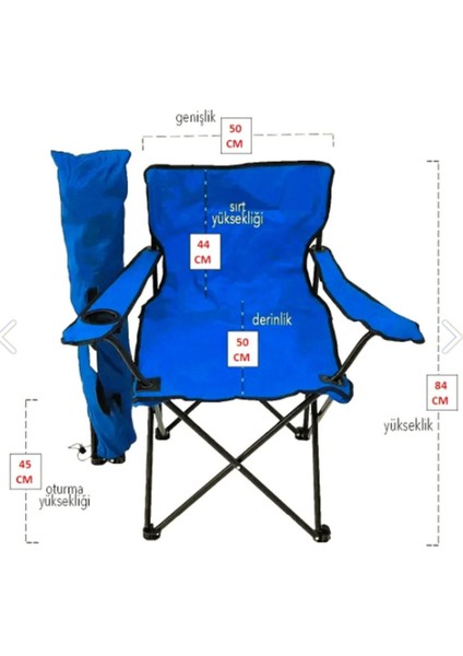 Katlanır Kamp Sandalyesi Taşıma Çantalı Bardaklıklı Mavi modelleri