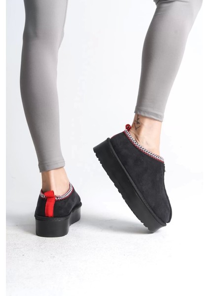 Leıla Bağcıksız Düz ve Kalın Taban Içi Kürklü Kısa Süet Kadın Bot St - Siyah fırsatları