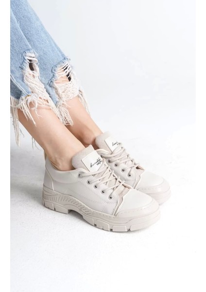 Jane Bağcıklı Ortopedik Taban Kadın Sneaker Spor Ayakkabı Kt - Krem fiyatları