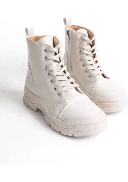 Bloom Bağcıklı Fermuarlı Ortopedik Tabankadın Bot Kt - Krem indirimleri