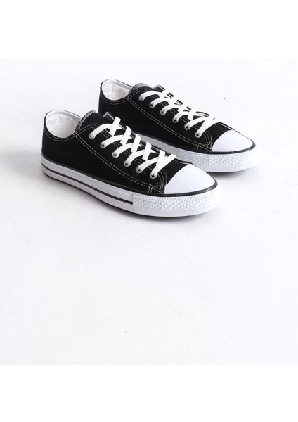 JY0422 Luke Bağcıklı Keten Kumaş Erkek Günlük Sneaker Ayakkabı Kbt - Siyah