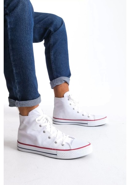 JY0423 Axe Bağcıklı Keten Kumaş Erkek Günlük Sneaker Ayakkabı Kbt - Beyaz