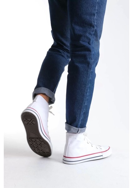 JY0423 Axe Bağcıklı Keten Kumaş Erkek Günlük Sneaker Ayakkabı Kbt - Beyaz