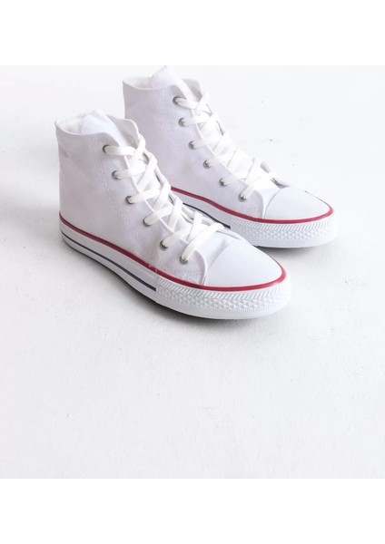 JY0423 Axe Bağcıklı Keten Kumaş Erkek Günlük Sneaker Ayakkabı Kbt - Beyaz