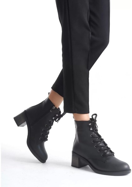 Lena Bağcıklı Fermuarlı Ortopedik Taban Topuklukadın Bot St - Siyah fiyatları