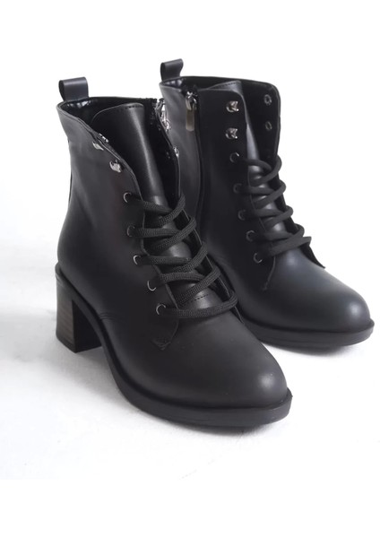 Lena Bağcıklı Fermuarlı Ortopedik Taban Topuklukadın Bot St - Siyah fırsatları