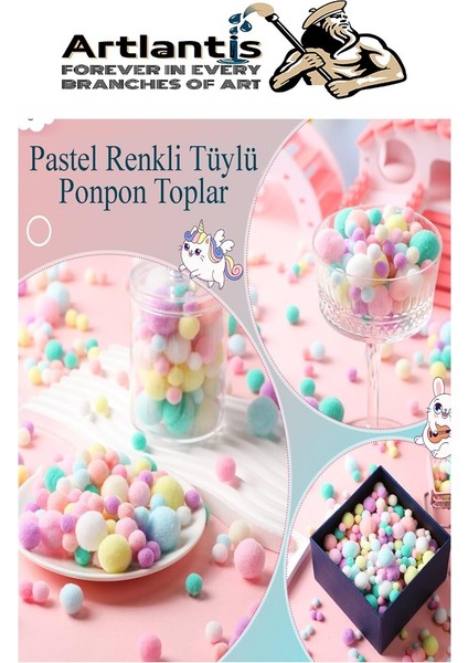 Renkli Pon Pon 10 20 30 mm 170 Li 1 Paket Metalik ve Ana Renkler Peluş Ponpon Tüylü Ponpon Okul Öncesi Kreş Elişi
