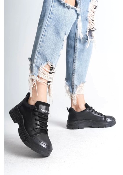 Jane Bağcıklı Ortopedik Taban Kadın Sneaker Spor Ayakkabı St - Siyah fiyatları