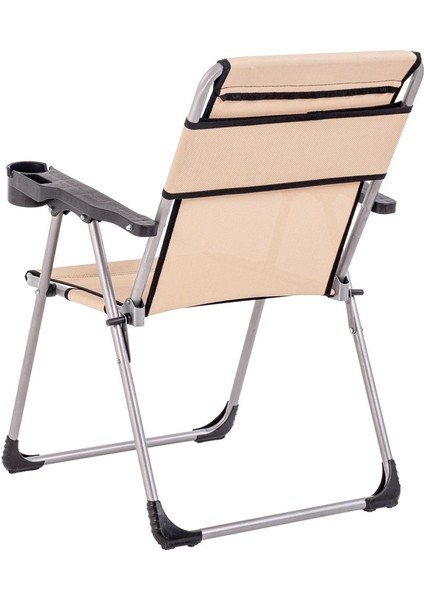 Katlanabilir Piknik Ve Kamp Sandalyesi - Bardaklıklı - Rock - Bej (A-02-R14)- 140kg Taşıma fiyatları