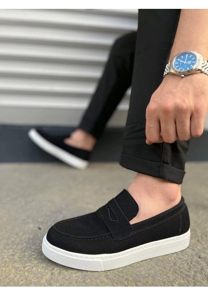 JY180 Estilo x Bağcıksız Süet Erkek Günlük Spor Klasik Ayakkabı Sbt - Siyah