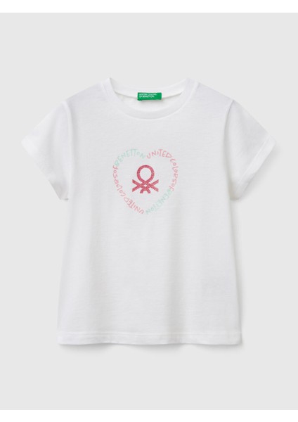 Benetton Kız Çocuk Baskılı Tshirt 1-6 Yaş Beyaz fiyatları