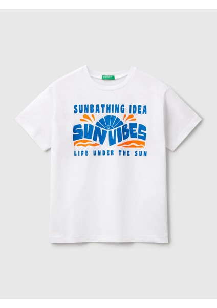 Erkek Çocuk Siyah Grafik Baskılı Kısa Kollu T-Shirt